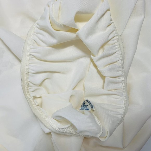 VTG Opalaire USA Long Half Slip Sz M Maxi Ivory Lace Trim Hem Slit Anti Static - Picture 7 of 10